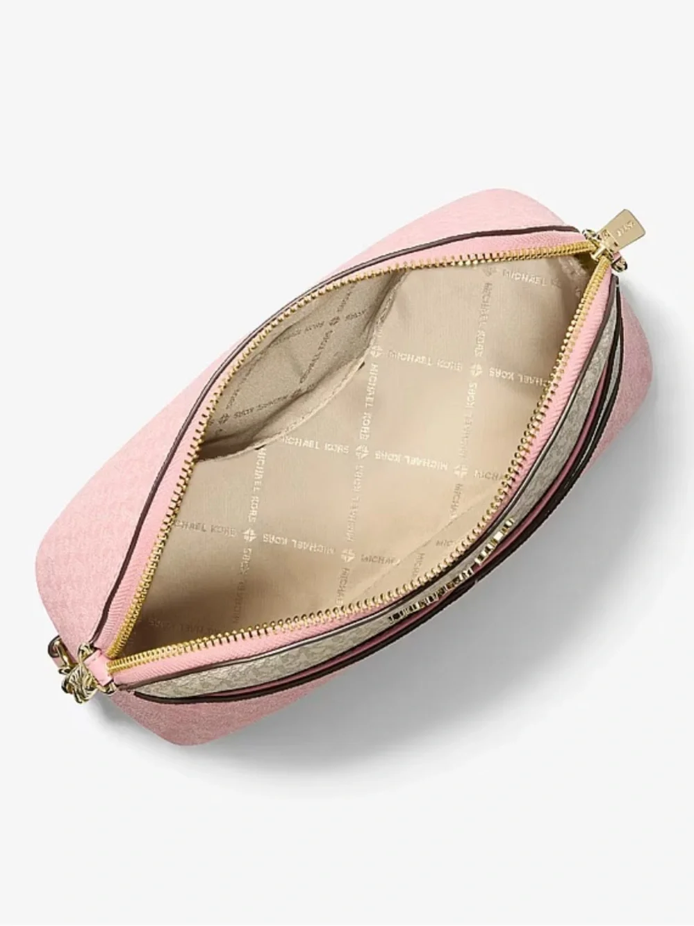 Michael Kors Pink and Beige Signature Colorblock Crossbody